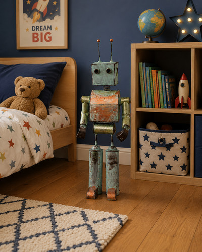 Large vintage metal robot - large,