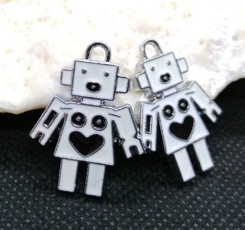 Large enamelled robot charms - robot,