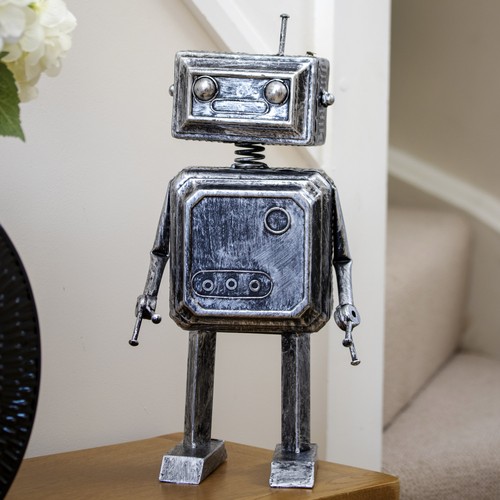 Silver rivet robot ornament - robot,
